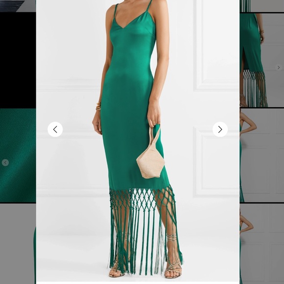 Rachel Zoe Chantelle Fringe Maxi Gown Emerald Vogue Dress! Super Hot! MP $495 - Picture 1 of 10